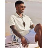 image:imageCOOFANDY Mens Button Down Short Sleeve Beach Shirts Casual Summer Button Up Cruise Vacation Linen ShirtLight Khaki