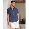 image:imageCOOFANDY Mens Button Down Short Sleeve Beach Shirts Casual Summer Button Up Cruise Vacation Linen ShirtNavy Blue