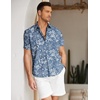image:imageCOOFANDY Mens Button Down Short Sleeve Beach Shirts Casual Summer Button Up Cruise Vacation Linen ShirtNavy Blue Sketchy Floral