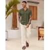 image:imageCOOFANDY Mens Button Down Short Sleeve Beach Shirts Casual Summer Button Up Cruise Vacation Linen ShirtOlive Green