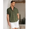 image:imageCOOFANDY Mens Button Down Short Sleeve Beach Shirts Casual Summer Button Up Cruise Vacation Linen ShirtOlive Green