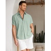 image:imageCOOFANDY Mens Button Down Short Sleeve Beach Shirts Casual Summer Button Up Cruise Vacation Linen ShirtSage Green