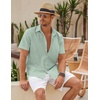 image:imageCOOFANDY Mens Button Down Short Sleeve Beach Shirts Casual Summer Button Up Cruise Vacation Linen ShirtSage Green