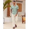 image:imageCOOFANDY Mens Button Down Short Sleeve Beach Shirts Casual Summer Button Up Cruise Vacation Linen ShirtSage Green