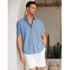 image:imageCOOFANDY Mens Button Down Short Sleeve Beach Shirts Casual Summer Button Up Cruise Vacation Linen ShirtSky Blue
