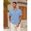image:imageCOOFANDY Mens Button Down Short Sleeve Beach Shirts Casual Summer Button Up Cruise Vacation Linen ShirtSky Blue
