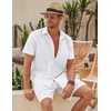 image:imageCOOFANDY Mens Button Down Short Sleeve Beach Shirts Casual Summer Button Up Cruise Vacation Linen ShirtWhite