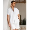 image:imageCOOFANDY Mens Button Down Short Sleeve Beach Shirts Casual Summer Button Up Cruise Vacation Linen ShirtWhite
