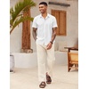 image:imageCOOFANDY Mens Button Down Short Sleeve Beach Shirts Casual Summer Button Up Cruise Vacation Linen ShirtWhite