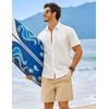 image:imageCOOFANDY Mens Button Down Short Sleeve Shirt Casual Cotton Summer Beach Wedding Linen Shirts with Pocket01white