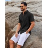 image:imageCOOFANDY Mens Button Down Short Sleeve Shirt Casual Cotton Summer Beach Wedding Linen Shirts with PocketBlack