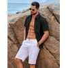 image:imageCOOFANDY Mens Button Down Short Sleeve Shirt Casual Cotton Summer Beach Wedding Linen Shirts with PocketBlack