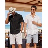 image:imageCOOFANDY Mens Button Down Short Sleeve Shirt Casual Cotton Summer Beach Wedding Linen Shirts with PocketBlack