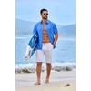 image:imageCOOFANDY Mens Button Down Short Sleeve Shirt Casual Cotton Summer Beach Wedding Linen Shirts with PocketBlue