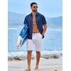 image:imageCOOFANDY Mens Button Down Short Sleeve Shirt Casual Cotton Summer Beach Wedding Linen Shirts with PocketDenim Blue