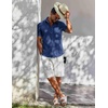 image:imageCOOFANDY Mens Button Down Short Sleeve Shirt Casual Cotton Summer Beach Wedding Linen Shirts with PocketDenim Blue