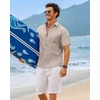 image:imageCOOFANDY Mens Button Down Short Sleeve Shirt Casual Cotton Summer Beach Wedding Linen Shirts with PocketKhaki