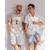 image:imageCOOFANDY Mens Button Down Short Sleeve Shirt Casual Cotton Summer Beach Wedding Linen Shirts with PocketKhaki