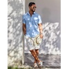image:imageCOOFANDY Mens Button Down Short Sleeve Shirt Casual Cotton Summer Beach Wedding Linen Shirts with PocketLight Blue
