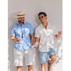 image:imageCOOFANDY Mens Button Down Short Sleeve Shirt Casual Cotton Summer Beach Wedding Linen Shirts with PocketLight Blue