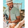 image:imageCOOFANDY Mens Button Down Short Sleeve Shirt Casual Cotton Summer Beach Wedding Linen Shirts with PocketLight Green