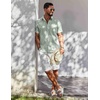 image:imageCOOFANDY Mens Button Down Short Sleeve Shirt Casual Cotton Summer Beach Wedding Linen Shirts with PocketLight Green