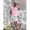 image:imageCOOFANDY Mens Button Down Short Sleeve Shirt Casual Cotton Summer Beach Wedding Linen Shirts with PocketLight Pink