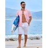 image:imageCOOFANDY Mens Button Down Short Sleeve Shirt Casual Cotton Summer Beach Wedding Linen Shirts with PocketLight Pink