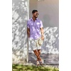 image:imageCOOFANDY Mens Button Down Short Sleeve Shirt Casual Cotton Summer Beach Wedding Linen Shirts with PocketLight Purple