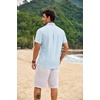 image:imageCOOFANDY Mens Button Down Short Sleeve Shirt Casual Cotton Summer Beach Wedding Linen Shirts with PocketPale Blue