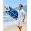 image:imageCOOFANDY Mens Button Down Short Sleeve Shirt Casual Cotton Summer Beach Wedding Linen Shirts with PocketPale Blue