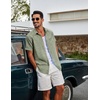 image:imageCOOFANDY Mens Button Down Short Sleeve Shirt Lightweight Casual Summer Beach Shirts with PocketArmy Green