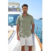 image:imageCOOFANDY Mens Button Down Short Sleeve Shirt Lightweight Casual Summer Beach Shirts with PocketArmy Green