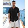 image:imageCOOFANDY Mens Button Down Short Sleeve Shirt Lightweight Casual Summer Beach Shirts with PocketBlack