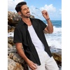 image:imageCOOFANDY Mens Button Down Short Sleeve Shirt Lightweight Casual Summer Beach Shirts with PocketBlack