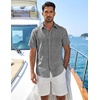 image:imageCOOFANDY Mens Button Down Short Sleeve Shirt Lightweight Casual Summer Beach Shirts with PocketDark Grey
