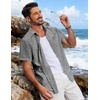 image:imageCOOFANDY Mens Button Down Short Sleeve Shirt Lightweight Casual Summer Beach Shirts with PocketDark Grey