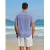 image:imageCOOFANDY Mens Button Down Short Sleeve Shirt Lightweight Casual Summer Beach Shirts with PocketDeep Blue