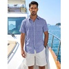 image:imageCOOFANDY Mens Button Down Short Sleeve Shirt Lightweight Casual Summer Beach Shirts with PocketDeep Blue