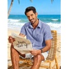 image:imageCOOFANDY Mens Button Down Short Sleeve Shirt Lightweight Casual Summer Beach Shirts with PocketDeep Blue