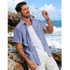 image:imageCOOFANDY Mens Button Down Short Sleeve Shirt Lightweight Casual Summer Beach Shirts with PocketDeep Blue