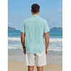 image:imageCOOFANDY Mens Button Down Short Sleeve Shirt Lightweight Casual Summer Beach Shirts with PocketIce Green