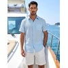 image:imageCOOFANDY Mens Button Down Short Sleeve Shirt Lightweight Casual Summer Beach Shirts with PocketIndigo Blue