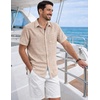 image:imageCOOFANDY Mens Button Down Short Sleeve Shirt Lightweight Casual Summer Beach Shirts with PocketLight Brown