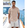 image:imageCOOFANDY Mens Button Down Short Sleeve Shirt Lightweight Casual Summer Beach Shirts with PocketLight Brown