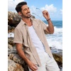 image:imageCOOFANDY Mens Button Down Short Sleeve Shirt Lightweight Casual Summer Beach Shirts with PocketLight Brown