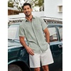 image:imageCOOFANDY Mens Button Down Short Sleeve Shirt Lightweight Casual Summer Beach Shirts with PocketLight Green