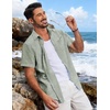 image:imageCOOFANDY Mens Button Down Short Sleeve Shirt Lightweight Casual Summer Beach Shirts with PocketLight Green