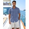 image:imageCOOFANDY Mens Button Down Short Sleeve Shirt Lightweight Casual Summer Beach Shirts with PocketNavy