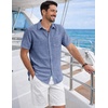 image:imageCOOFANDY Mens Button Down Short Sleeve Shirt Lightweight Casual Summer Beach Shirts with PocketNavy